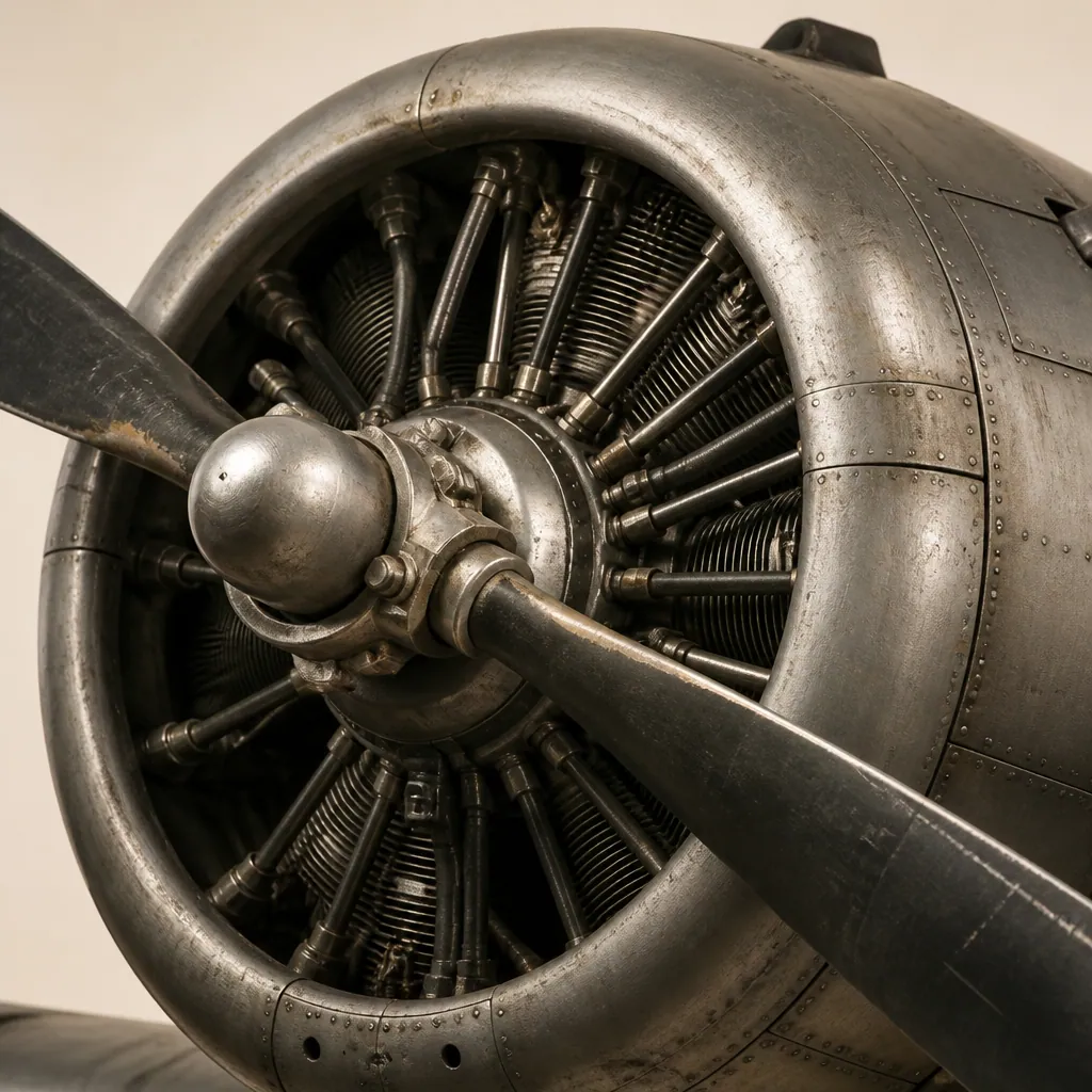 Gros plan sur l’hélice et le capot d’une maquette d’avion ancien